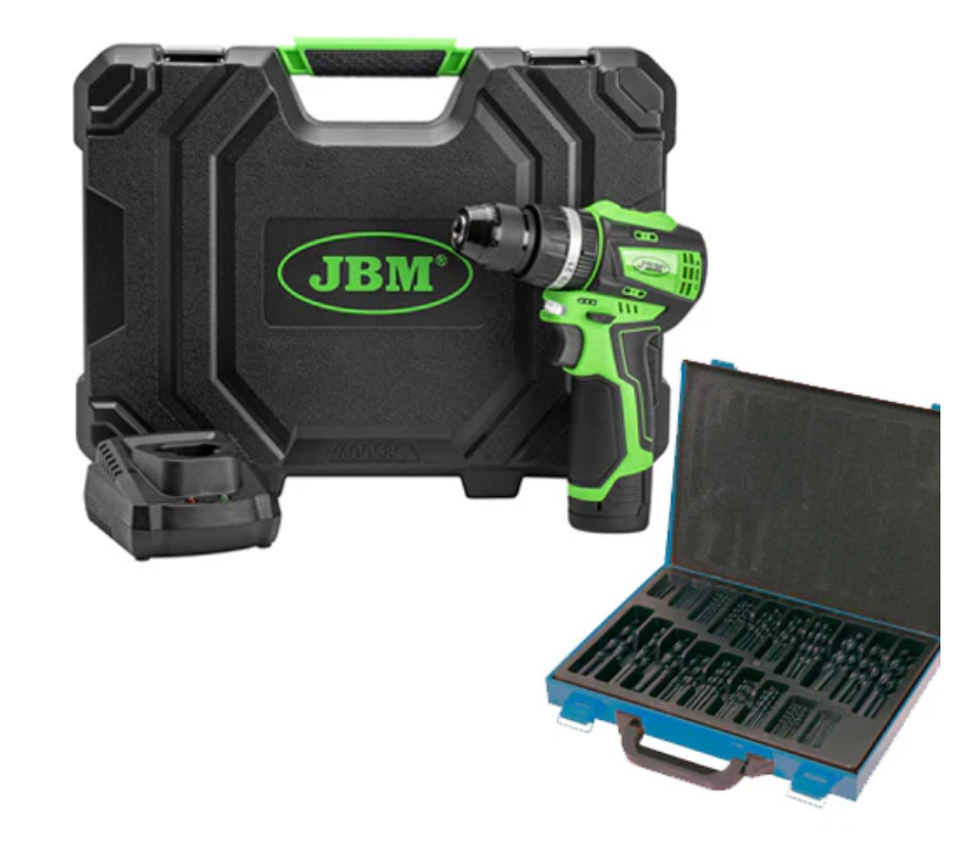 PACK TALADRO JBM + 170 BROCAS HSS