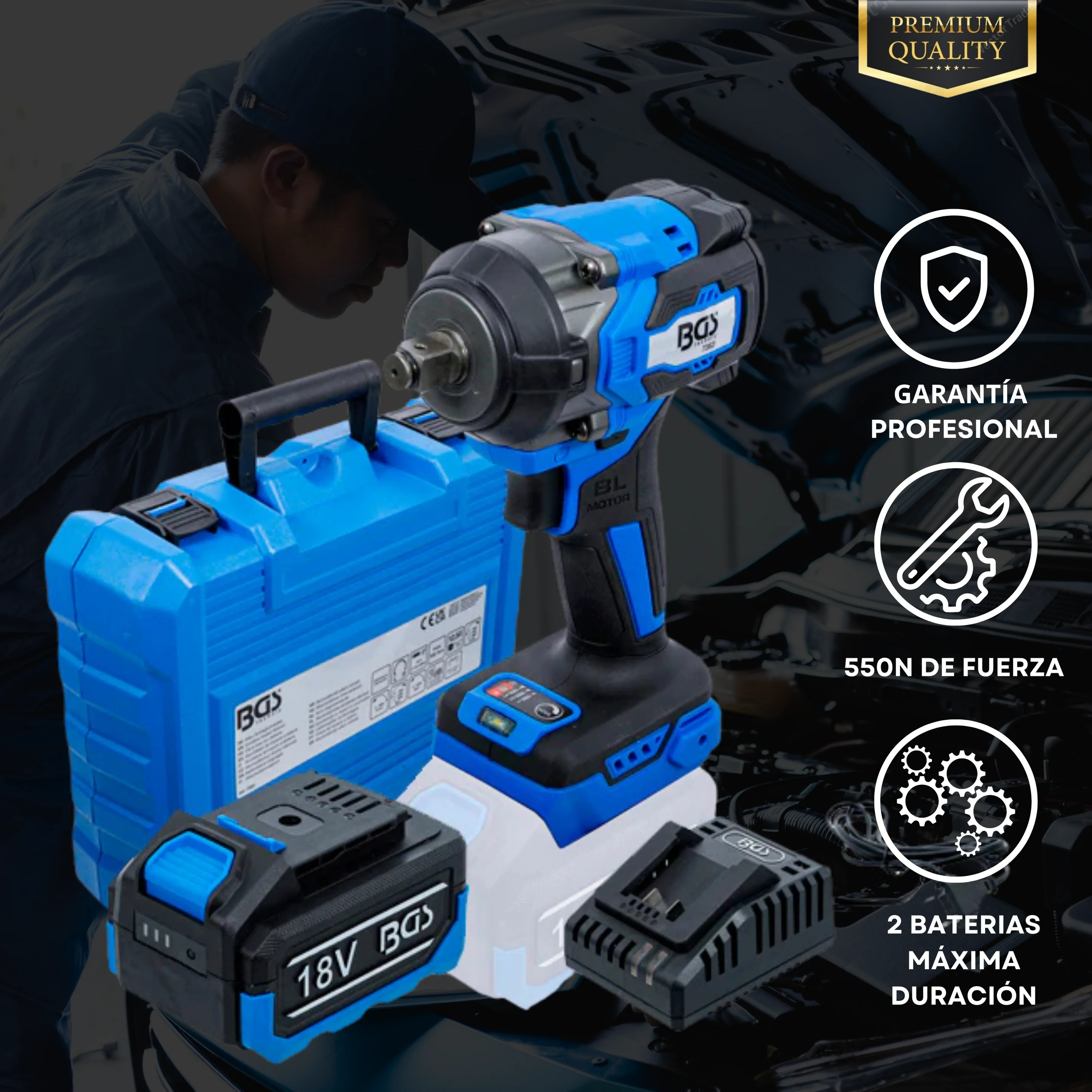 Pistola Percutor de Impacto [550NM] | Doble Batería Incluida